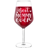 With Engraved Text - "Best Mommy Ever", Wine Glass as a Gift, Size 530ml