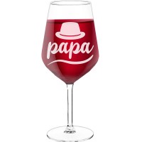 Red Wine Glass With Engraved Text - "papa ", Gifts for Wine Lovers, Size 530ml