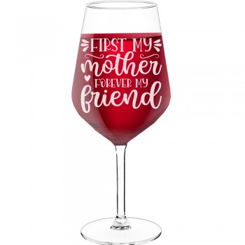 Sparkling Wine Glass With Engraved Text - "First My Mother Forever My -Friend-3', Birthday Gift Idea, Size 530ml