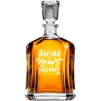 Burbona Dekanteris ar Uzrakstu - "Mom The Heart Of The Home" ,Dāvana Vīrietim 50 Gados, Izmērs 700Ml