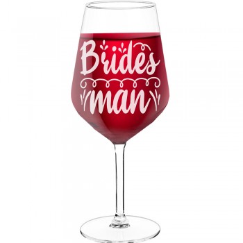 Vīna Glāze ar Uzrakstu - "Brides Man 2", Oriģināla dāvana dzimšanas dienā, 530ml