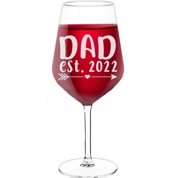 Best Friend Wine Glass With Engraved Text - "Dad Est 2022 ", Gift for Woman, Size 530ml