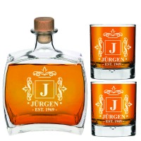 Boyfriend Gift – Personalized Whiskey Decanter Set 750ml– Gifts for Him, Groomsmen Gifts with 2 Whiskey Glasses