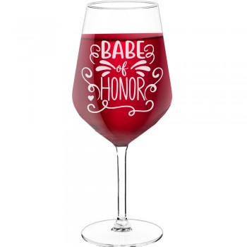 Vīna Glāze Personalizēta ar Uzrakstu - "Babe Of Honor", Idejas Dāvanai, Tilpums 530ml