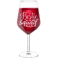 Wine Glass With Engraved Text - "Bestie Squad", Wine Glass as a Gift, Size 530ml