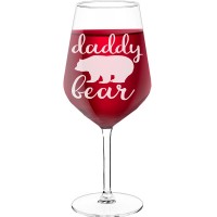 Dzimšanas Dienas Vīna Glāze ar Uzrakstu - "Daddy Bear ", Interesanta Dāvana, Izmērs 530ml