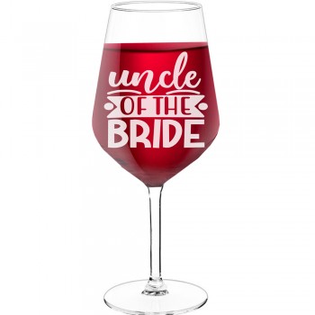 Engraved Wine Glass With Engraved Text - "Uncle Of The Bride 3", Gift for Wine Lover, Size 530ml