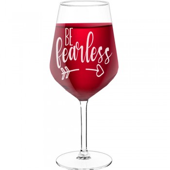 Dzimšanas Dienas Vīna Glāze ar Uzrakstu - "Be Fearless", Interesanta Dāvana, Izmērs 530ml