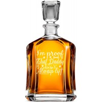 Moderna Viskija Karafe ar Uzrakstu - "I'M Proof That Daddy Doesn'T Always Lift " ,Dāvan Idejaa Vīrietim, Izmērs 700Ml