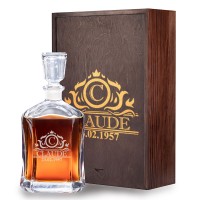 AIGAT Groomsmen Gifts Whiskey Decanter Set 700ml with + Personalised Wooden Box, 24 Different Designs