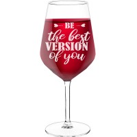 Personalised Wine Glass For Women With Engraved Text - "Be The Best Version Of You", Gift for Wine Lover, Size 530ml