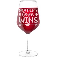 18Th Birthday Wine Glass With Engraved Text - "Mothers Love Wins-2", Funny Wine Gift, Size 530ml