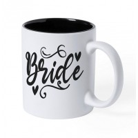 Kafijas Krūze ar Gravējumu - "Bride", 350ml (Balta/Melna)
