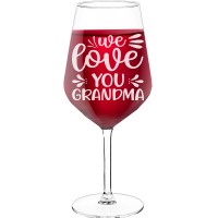 Personalised Wine Glass With Engraved Text - "We Love You Grandma-2", Best Friend Gift, Size 530ml
