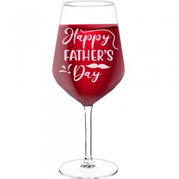 Pretty Wine Glass With Engraved Text - "Happy Father_S Day", Wine Glass as a Gift, Size 530ml