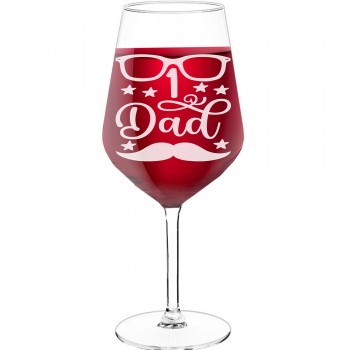 Interesanta Vīna Glāze ar Uzrakstu - "1 Dad 2", Dāvana Sievietei, Tilpums 530ml