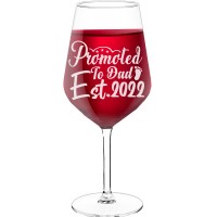 Wine Glass Engraved With Engraved Text - "Promoted To Dad Est 22", Gift for Woman, Size 530ml