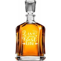 Moderna Burbona Karafe ar Uzrakstu - "Live Your Best Life" ,Dāvana Vīrietim Tēva Diena, Izmērs 700Ml