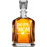 Alkohola Dekanteris ar Uzrakstu - "Pom Mom" ,Dāvana Viskijam Cienītājam, Izmērs 700Ml Alkohola Dekanteris ar Uzrakstu - "Pom Mom" ,Dāvana Viskijam Cienītājam, Izmērs 700Ml