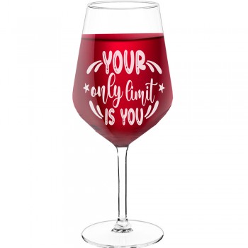 Engraved Wine Glass With Engraved Text  "Your Only Limit Is You Style 2", Wine Glass Size 530ml
