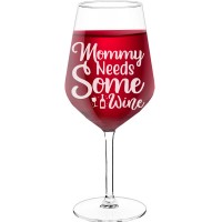 Personalised Wine Glass With Engraved Text  "Mommy Needs Some Wine", Size 530ml