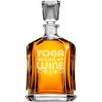 Hermētiska Burbona Karafe ar Uzrakstu - "Yoga And Wine" ,Dāvana Vīrietim 50 Gados, Izmērs 700Ml