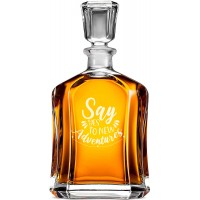 Stikla Viskija Karafe ar Uzrakstu - "Say Yes To New Adventures" ,Mājokļa Iekārtošanas Dāvana, Izmērs 700Ml