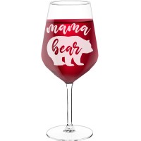 50Th Wine Glass With Engraved Text - "Mama Bear", Wine Gift Idea, Size 530ml