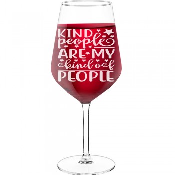 30Th Wine Glass With Engraved Text  "Kind People", Wine Glass Size 530ml