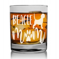 Gift For Men Customized Personalised Whisky Glass 270ml With Engraved Text : "Beagle Mom"