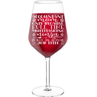 With Engraved Text - "Accountant Mom Only Because Full Time Multitasking Ninja Is Not An Actual Job Title", Wine Lover Gifts, Size 530ml
