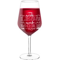 Best Friend Wine Glass With Engraved Text  "Wish Less Work More Style", Wine Glass Size 530ml