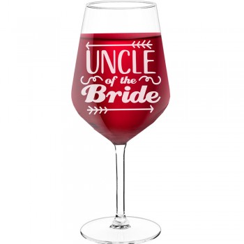 Personalised Wine Glass For Women With Engraved Text - "Uncle Of The Bride 2", Wine Gift Idea, Size 530ml