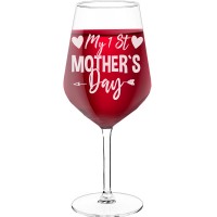 Wine Glass Personalised With Engraved Text - "MySt Mothers Day", Gift for Woman, Size 530ml