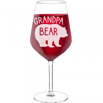 Birthday Wine Glass With Engraved Text - "Grandpa Bear", Gift for Woman, Size 530ml