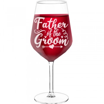 White Wine Glass With Engraved Text - "Father Of The Groom", Gifts for Wine Lovers, Size 530ml