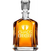 Hermētiska Viskija Karafe ar Uzrakstu - "Chaos Creator" ,Dāvana Vīrietim No Draudzenes, Izmērs 700Ml