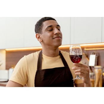 18Th Birthday Wine Glass With Engraved Text  "Working From 9 To Wine 2", Size 530ml