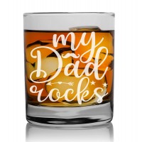 Gift For Men House Personalised Whisky Glass 270ml With Engraved Text : "My Dad Rocks"