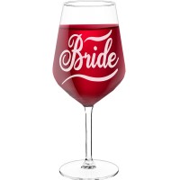 Wine Glass For Men With Engraved Text - "Bride", Wine Lover Gifts, Size 530ml