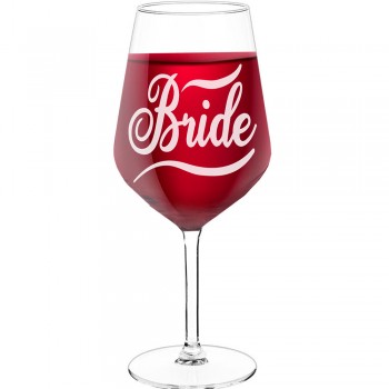 Gravēta Vīna Glāze ar Uzrakstu - "Bride 4", Smieklīga Dāvana, 530ml