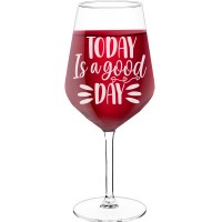 Wine Glass Gift With Engraved Text - "Today Is A Good Day", Wine Gift Idea, Size 530ml