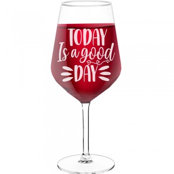 Stikla Vīna Glāze ar Uzrakstu - "Today Is A Good Day", Dāvana Draudzenei, Tilpums 530ml
