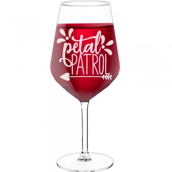 30Th Wine Glass With Engraved Text - "Petal Patroll", Wine Lover Gifts, Size 530ml