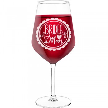 Wine Glass Engraved With Engraved Text - "Brides Mom", Fiend Gift, Size 530ml