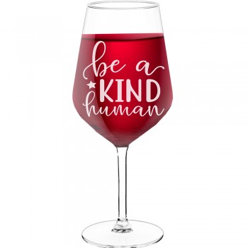 Vīna Glāzes Dāvanai ar Uzrakstu - "Be A Kind", Dāvana Vīrietim, Glāzes izmērs 530ml
