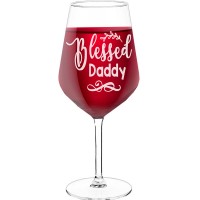 Personalised Wine Glass For Women With Engraved Text - "Blessed Daddy", Gift for Wine Lover, Size 530ml
