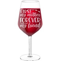 18Th Birthday Wine Glass With Engraved Text - "First My Mother Forever My Friend-2-2", Wine Lover Gifts, Size 530ml