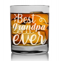 Dāvana Draugam ar Gravējumu - "Best Grandpa Ever" ,Stikla Glāze Viskijam 270ml