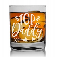60Th Birthday Gift For Men Scottish Whisky Glass 270ml With Engraved Text : "Top Daddy"